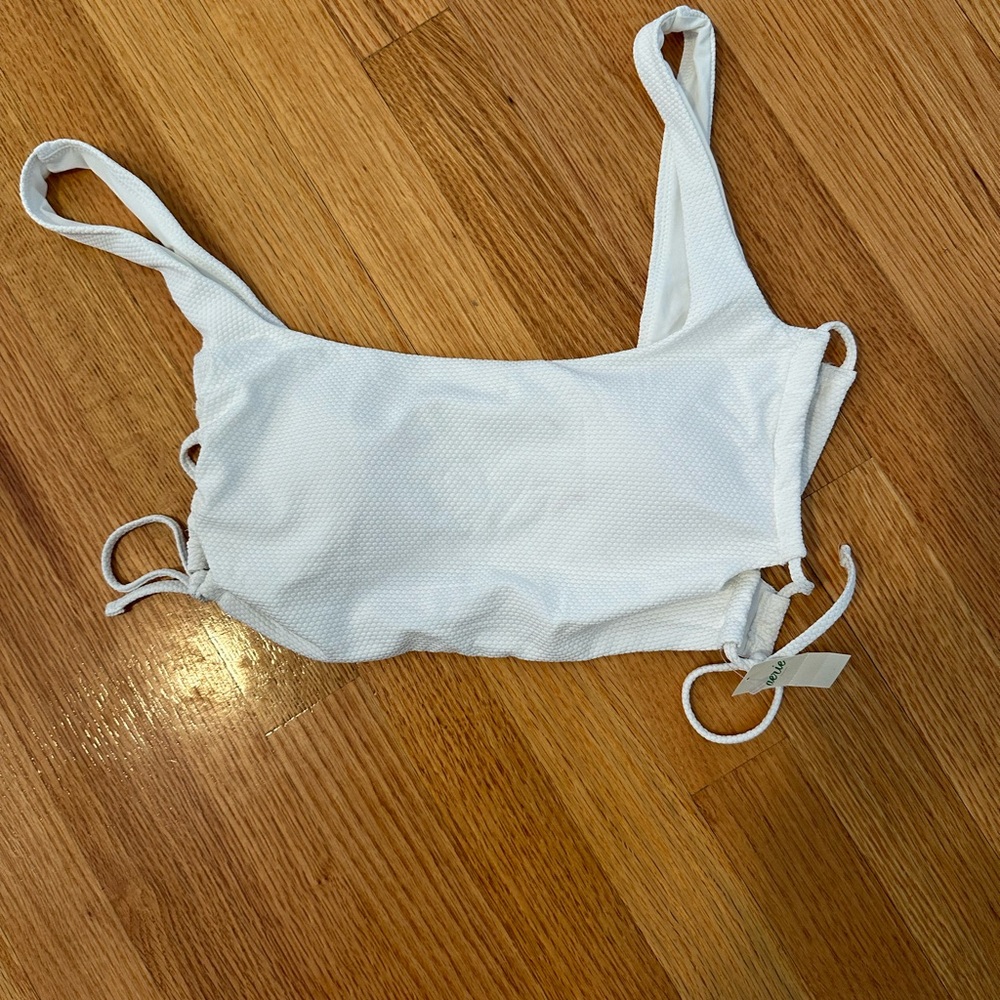 New With Tags Size Medium White Drawstring Scoop Neck Aerie Bikini Top